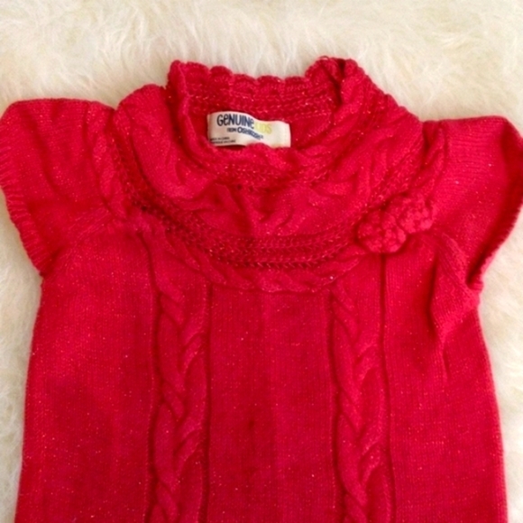 Genuine Kids by OshKosh Girls Red Sweater Dress 5T - Picture 3 of 7